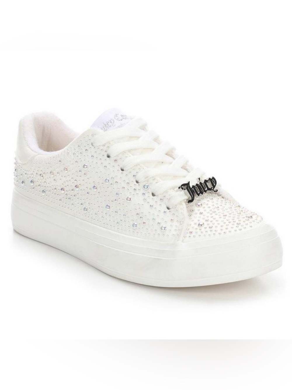 NWT Juicy Couture Alanis B Studded Lace-up Glam Sneakers Pearl White 9.5